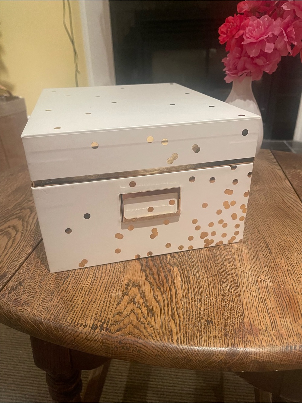 kate spade Small White Storage Box with Gold Dot Accents